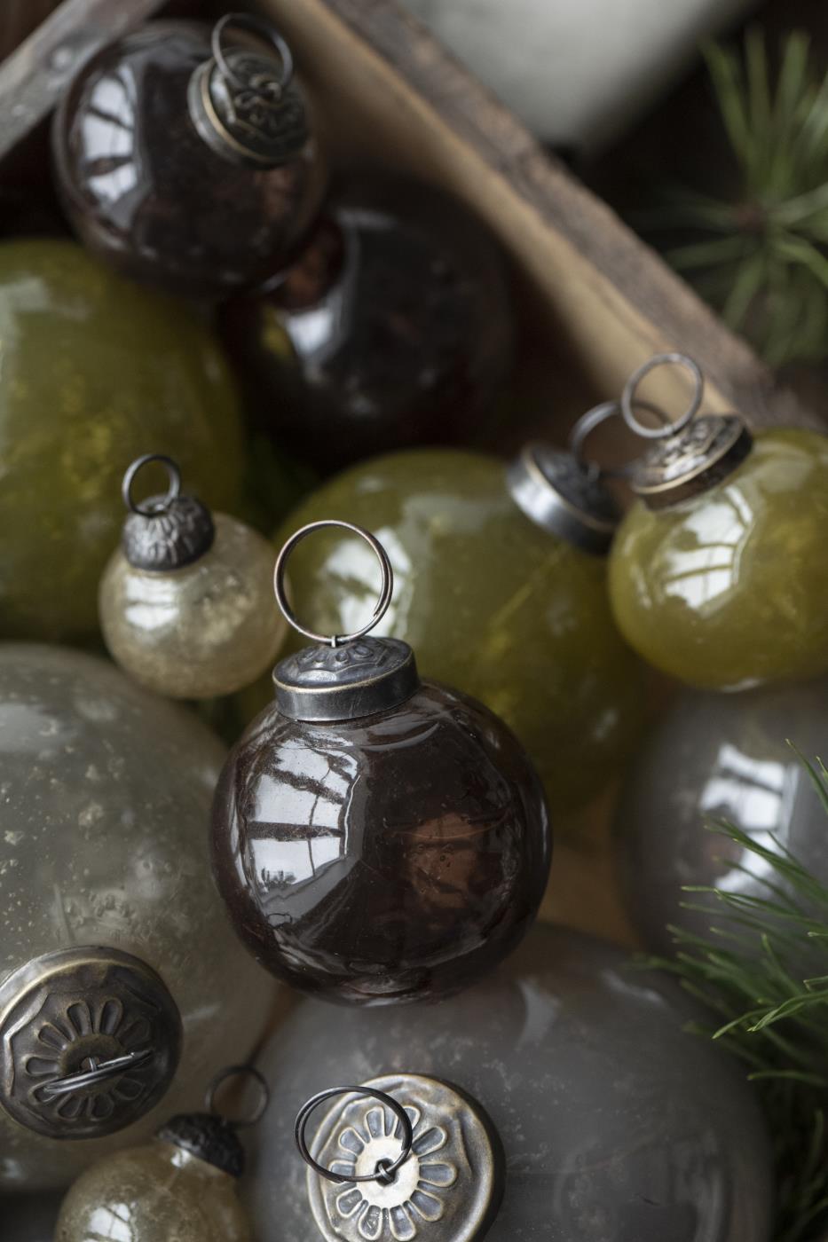 Ib Laursen Weihnachtskugel pebbled Glas mocca