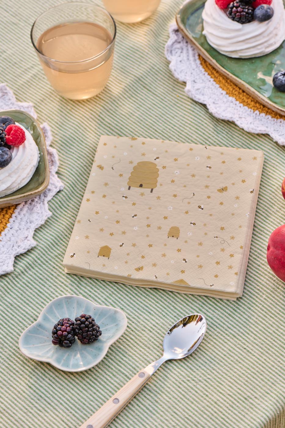 Ib Laursen Serviette Blumen, Bienen und Bienenstöcke 20 Stck