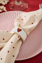 Ib Laursen Stoffserviette Valentin natur mit roten Herzen