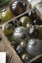 Ib Laursen Weihnachtskugel pebbled Glas mocca groß