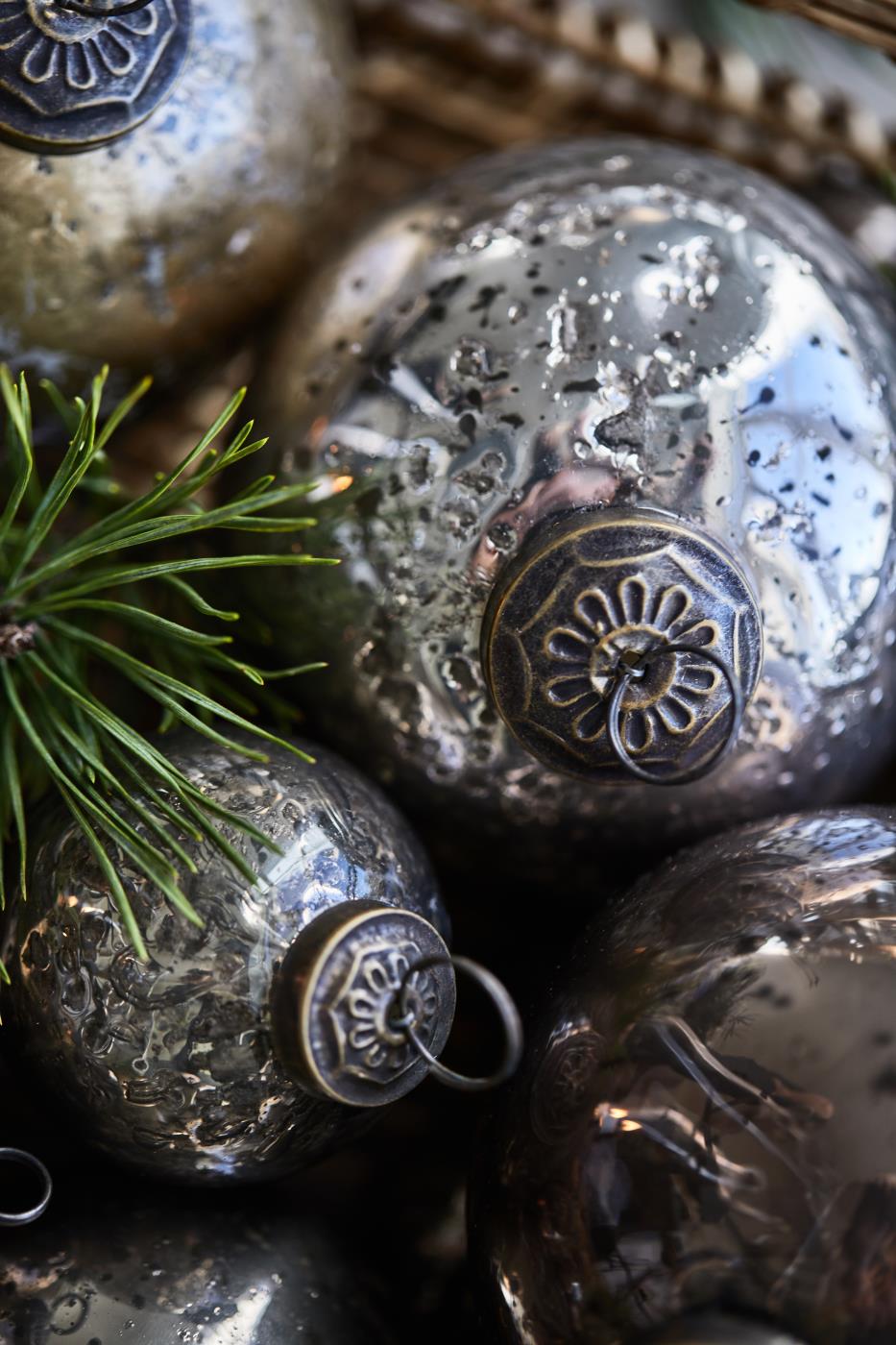 Weihnachtskugel pebbled Glas soil Bauernsilber