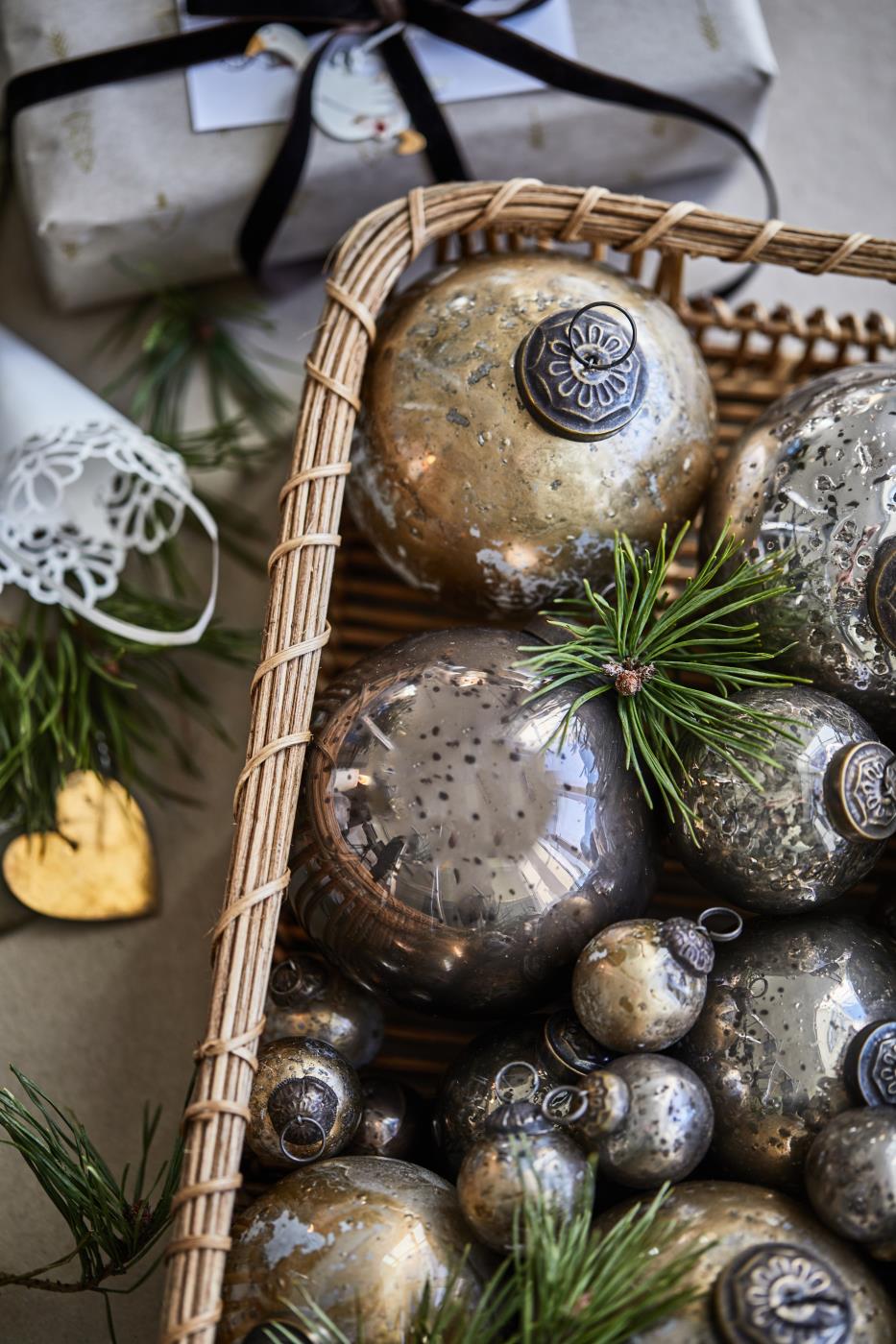 Weihnachtskugel pebbled Glas soil Bauernsilber