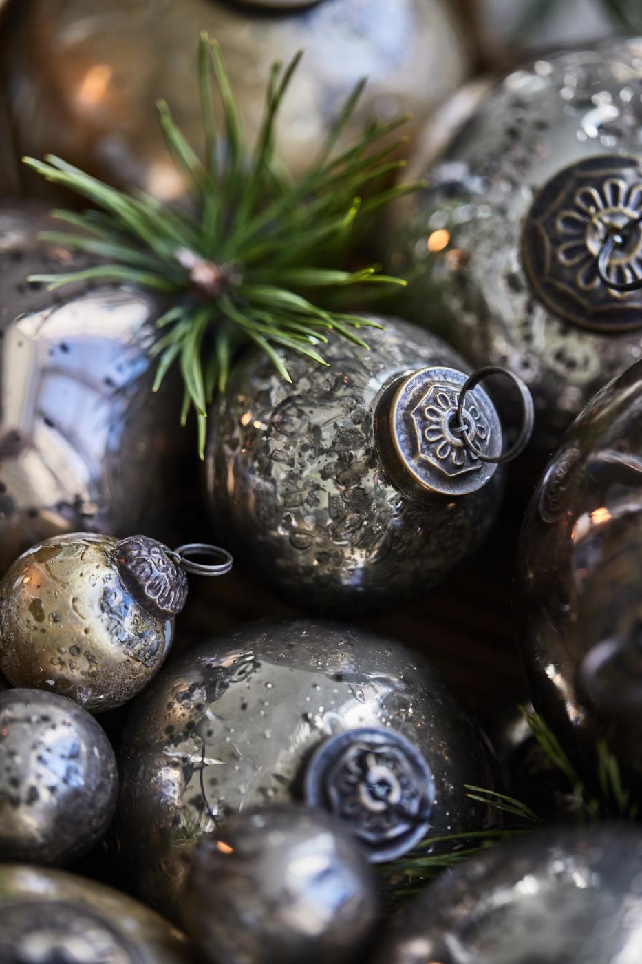 Weihnachtskugel pebbled Glas soil Bauernsilber