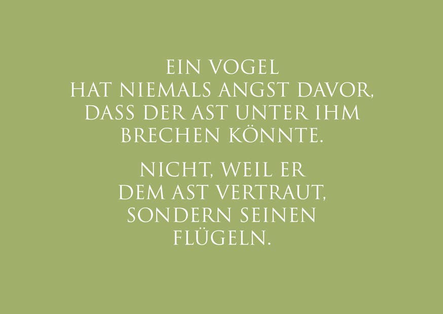 Postkarte "Ein Vogel vertraut seinen Flügeln…"